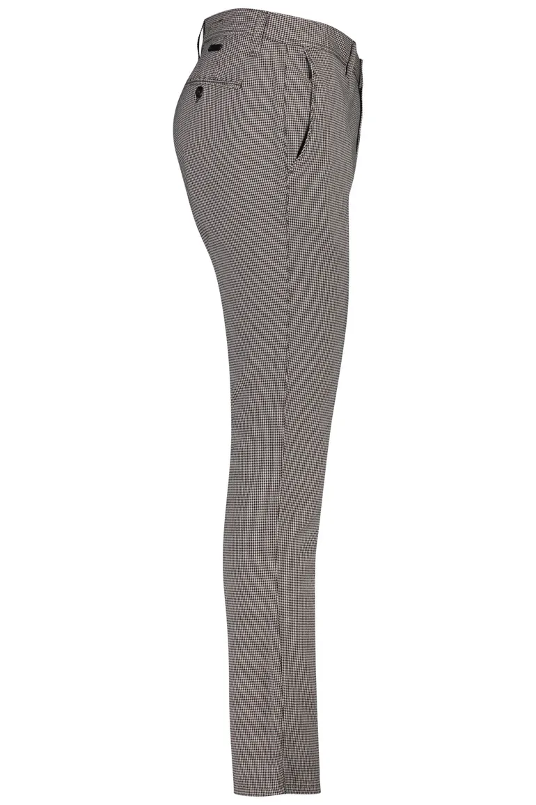 Broek Alberto ruitje bruin chino
