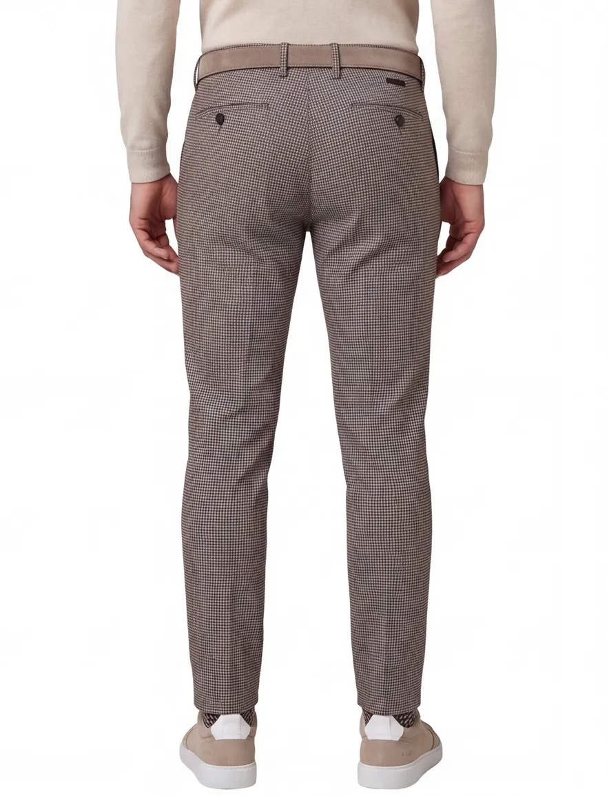 Broek Alberto ruitje bruin