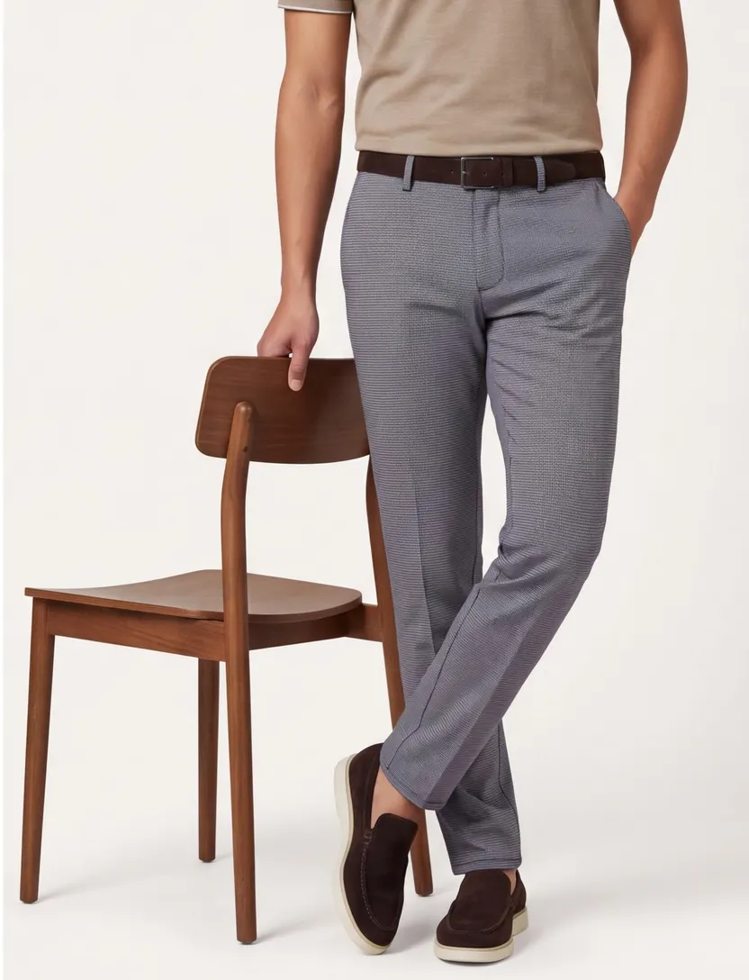 Blauw geruite chino Alberto