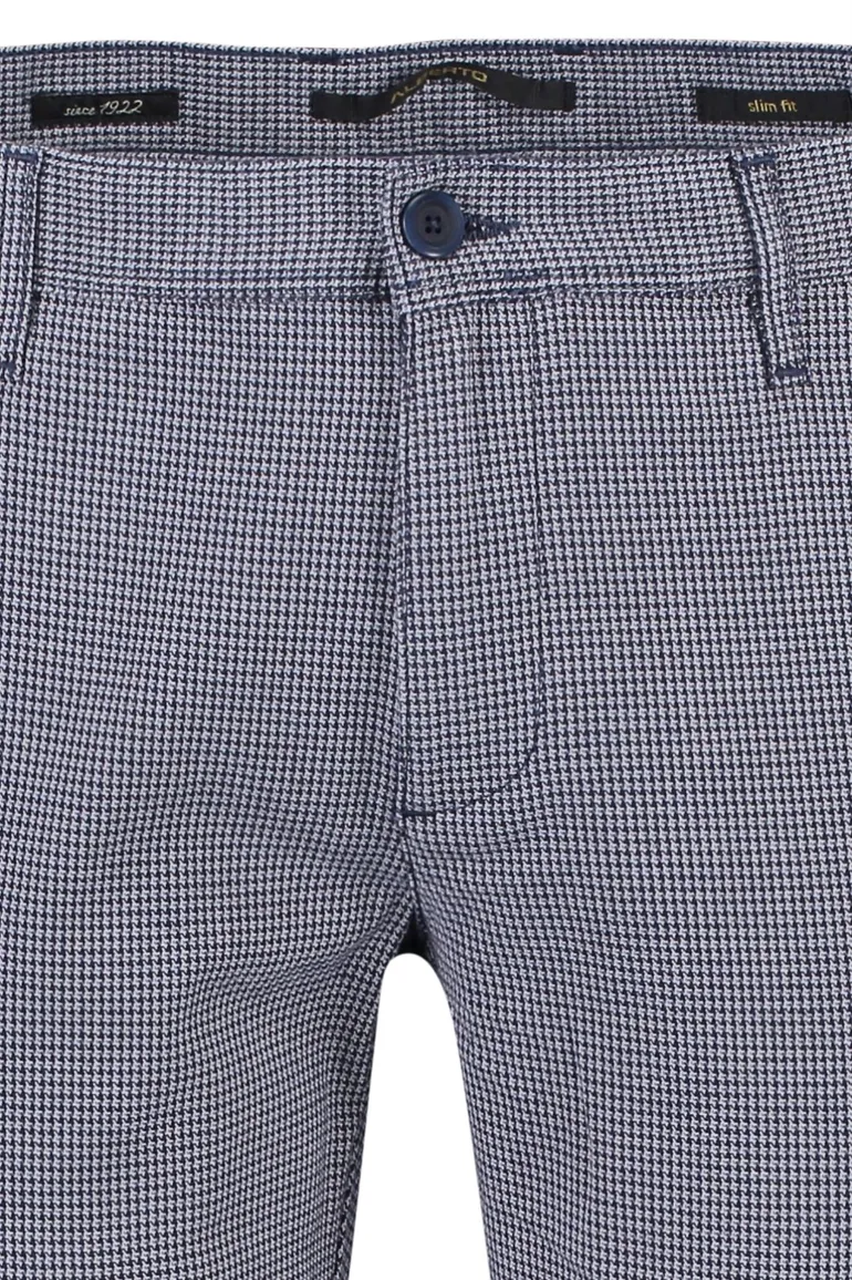 Alberto chino broek ruit blauw