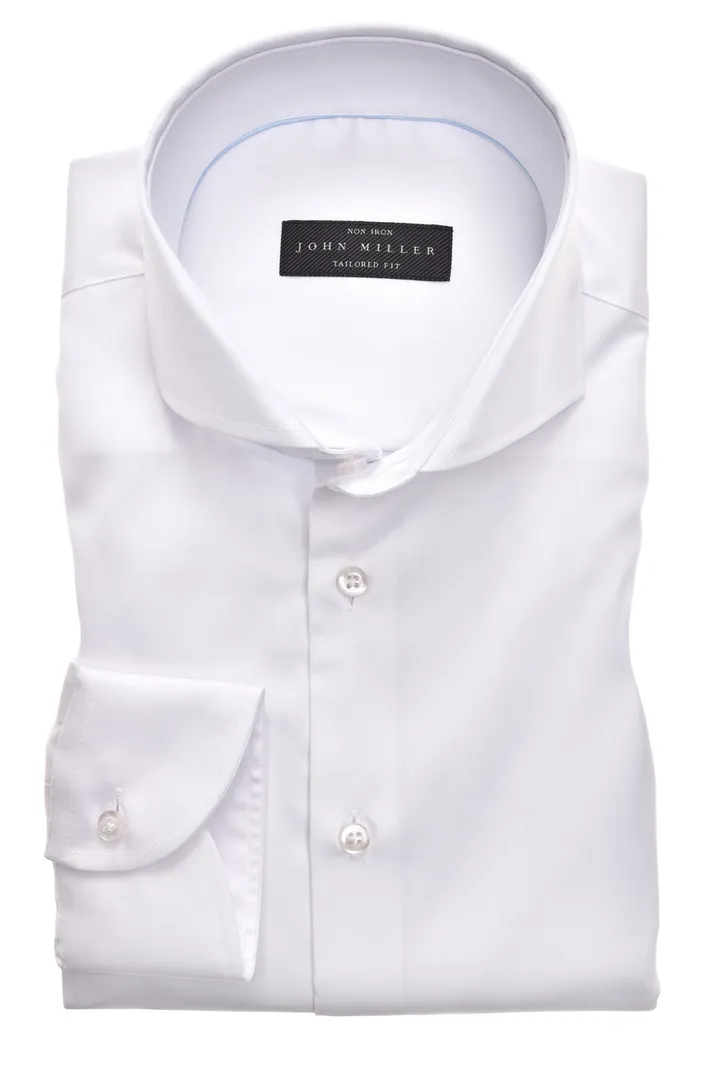 John Miller effen wit business overhemd Tailored Fit katoen