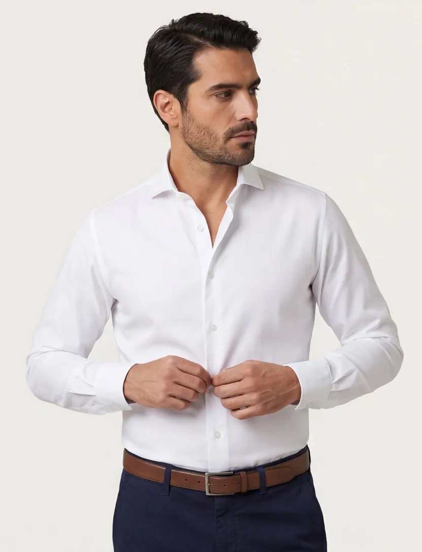 John Miller effen wit business overhemd Tailored Fit katoen