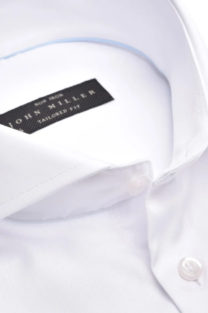 John Miller effen wit business overhemd Tailored Fit katoen