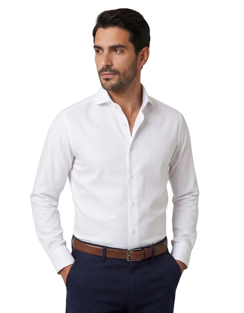 John Miller effen wit business overhemd Tailored Fit katoen