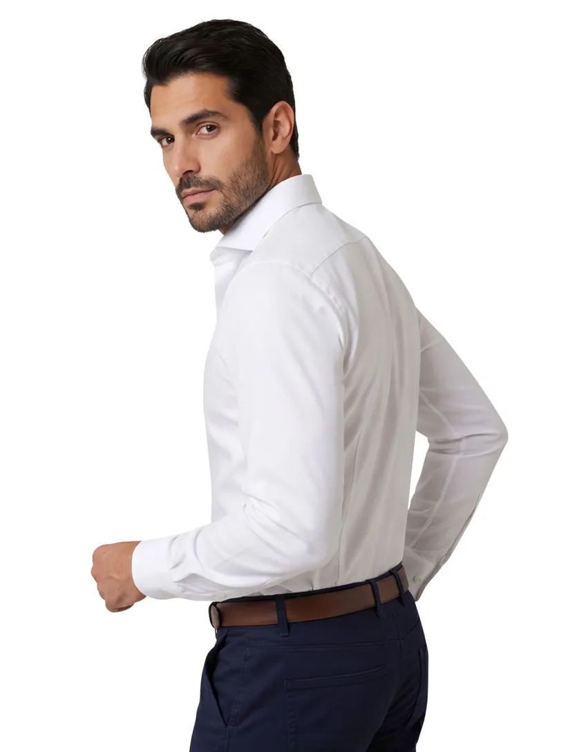 John Miller effen wit business overhemd Tailored Fit katoen