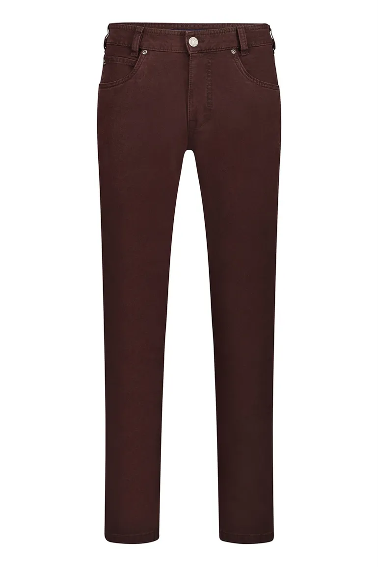 jeans Gardeur aubergine effen katoen