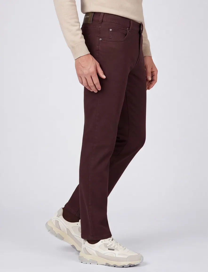 Gardeur jeans aubergine effen katoen