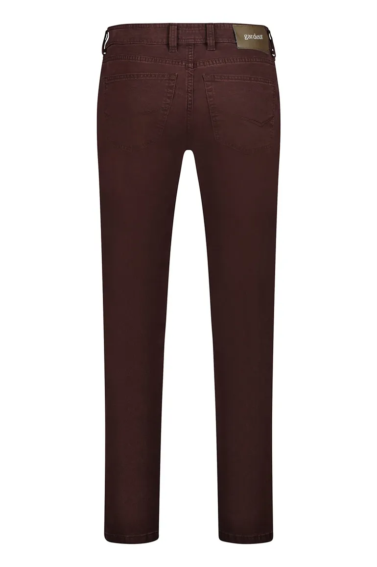 jeans Gardeur aubergine effen katoen