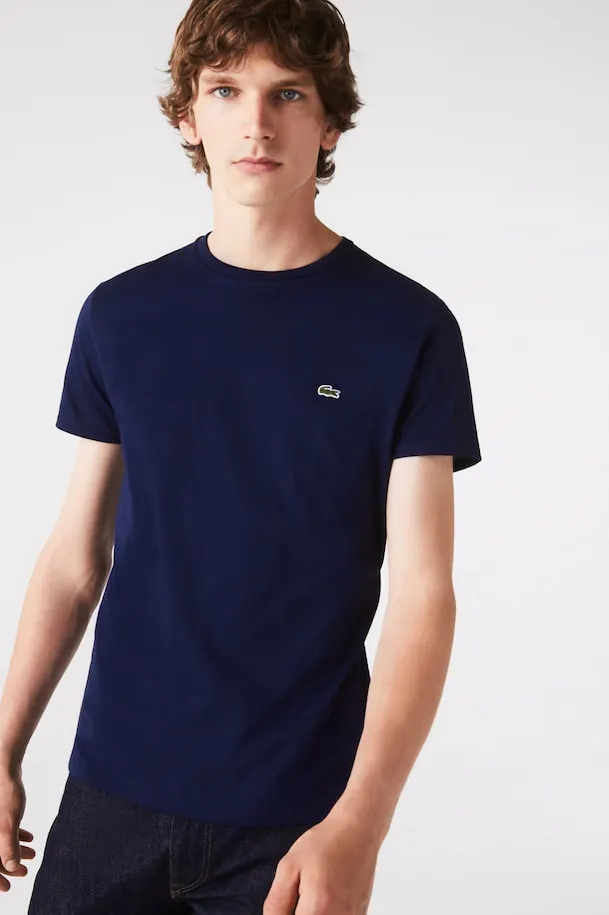 Regular Fit t-shirt Lacoste donkerblauw effen ronde hals