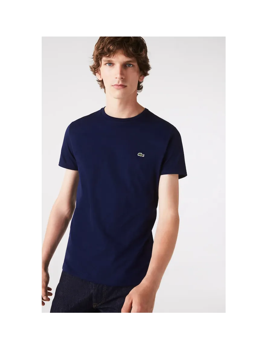 Regular Fit t-shirt Lacoste donkerblauw effen