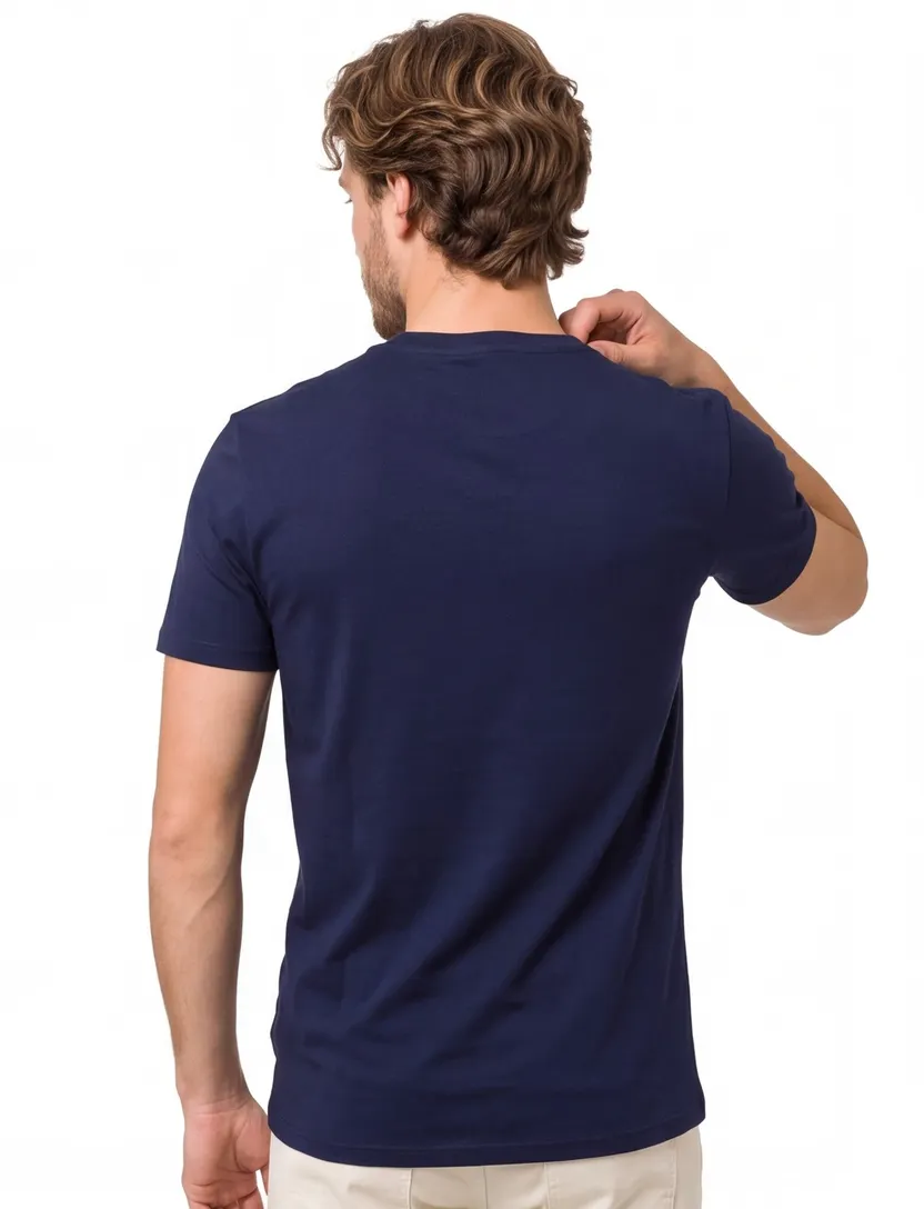 Regular Fit t-shirt Lacoste donkerblauw effen ronde hals