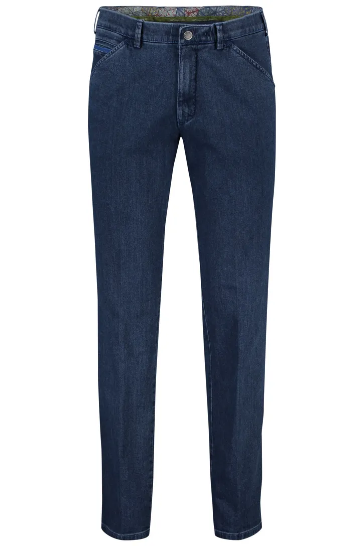 Meyer nette jeans blauw effen denim, katoen Chicago