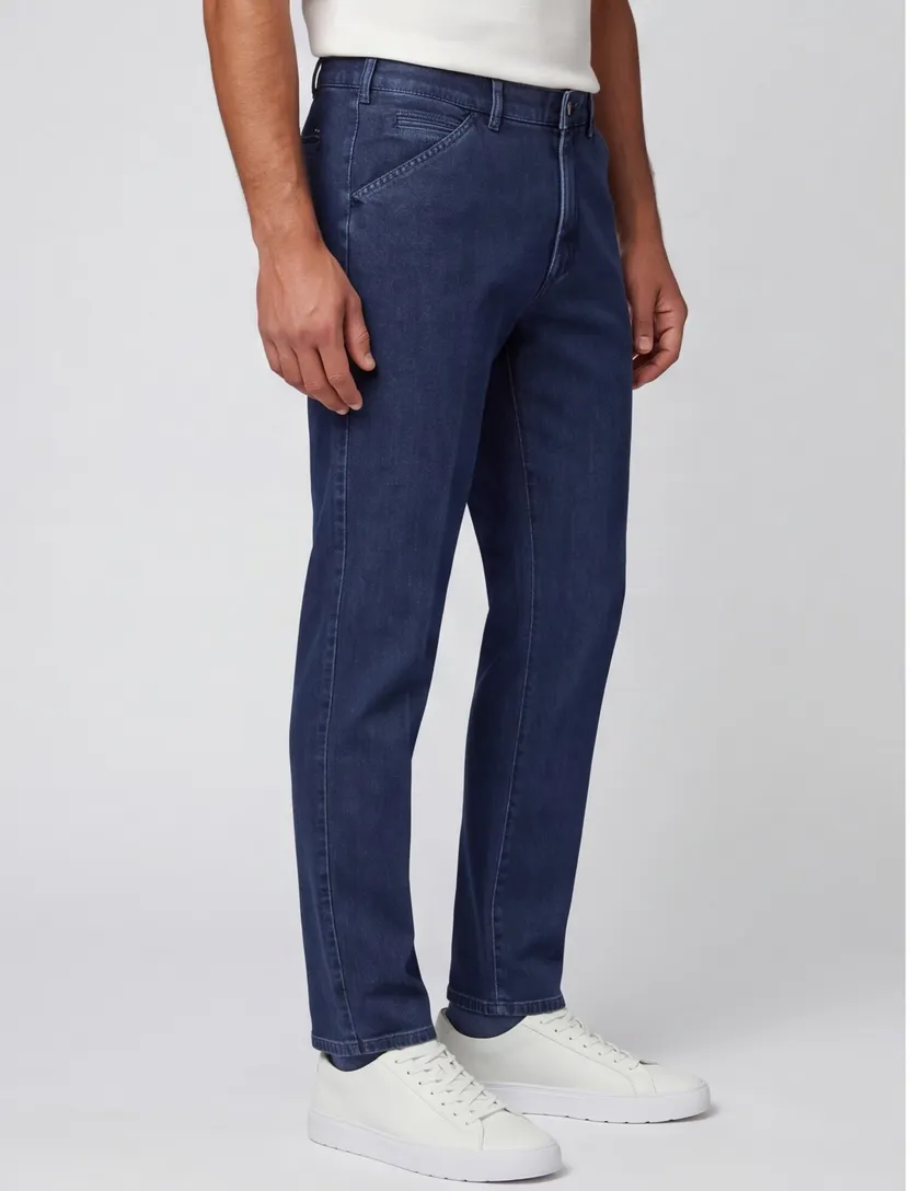Meyer nette jeans blauw effen denim, katoen Chicago