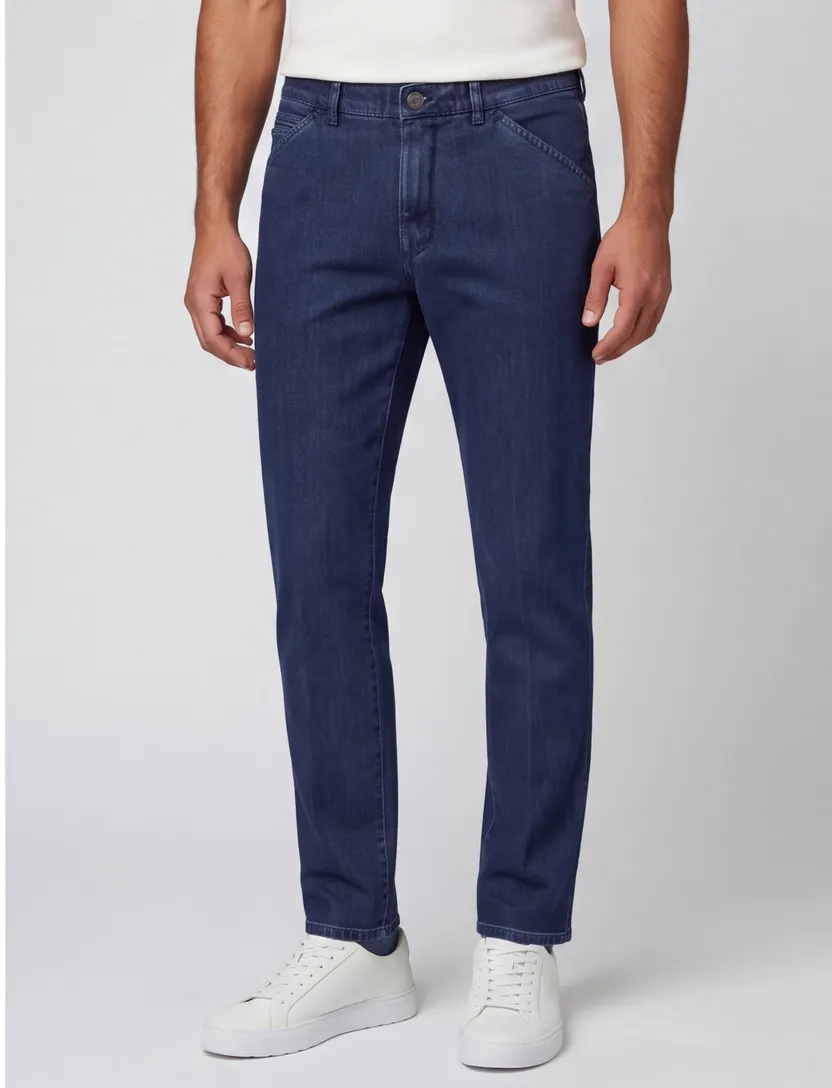 Meyer nette jeans blauw effen denim, katoen Chicago