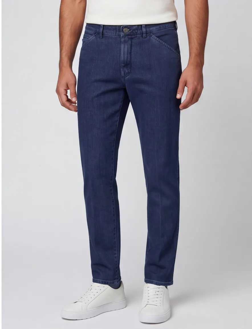 Meyer nette jeans Chicago donkerblauw effen denim, katoen