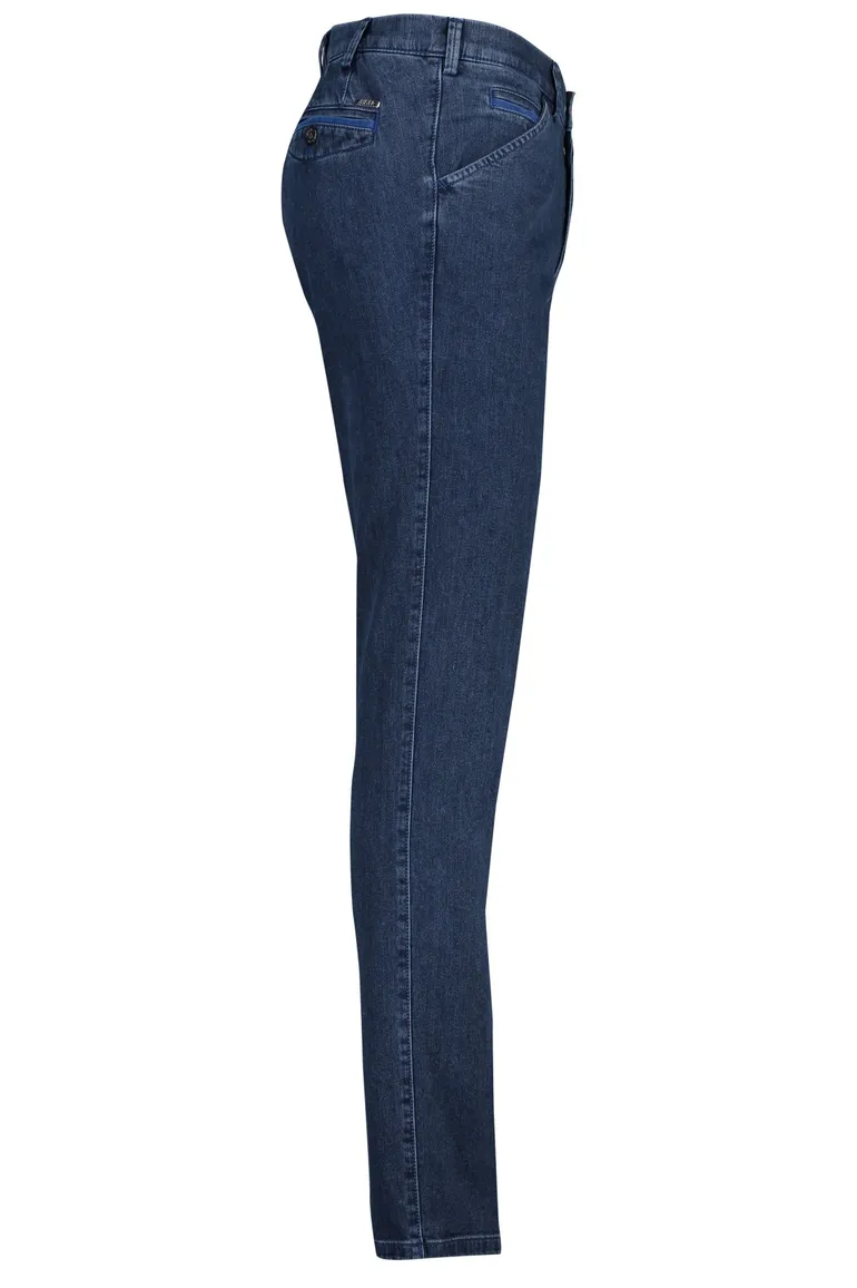 nette jeans Meyer blauw effen denim, katoen Chicago