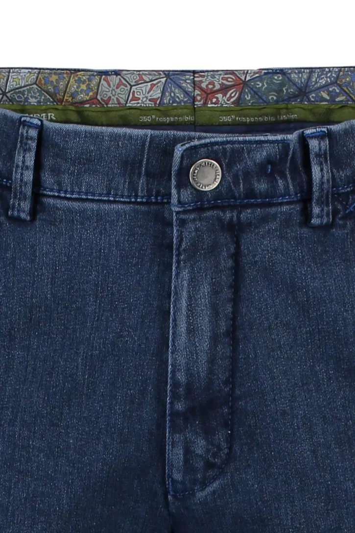 Meyer nette jeans blauw effen denim, katoen Chicago