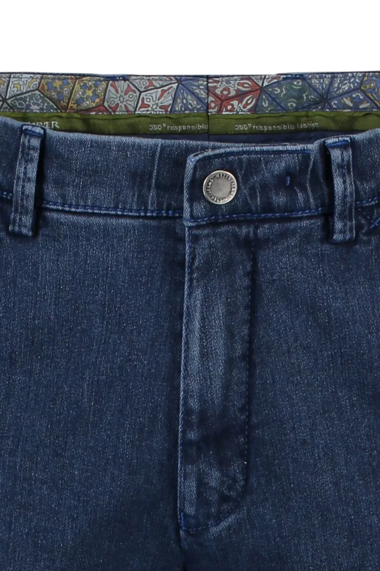 nette jeans Meyer blauw effen denim, katoen Chicago