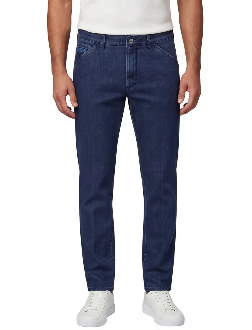 Meyer nette jeans blauw effen denim, katoen Chicago