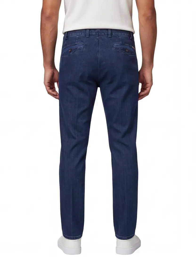 Meyer nette jeans blauw effen denim, katoen Chicago