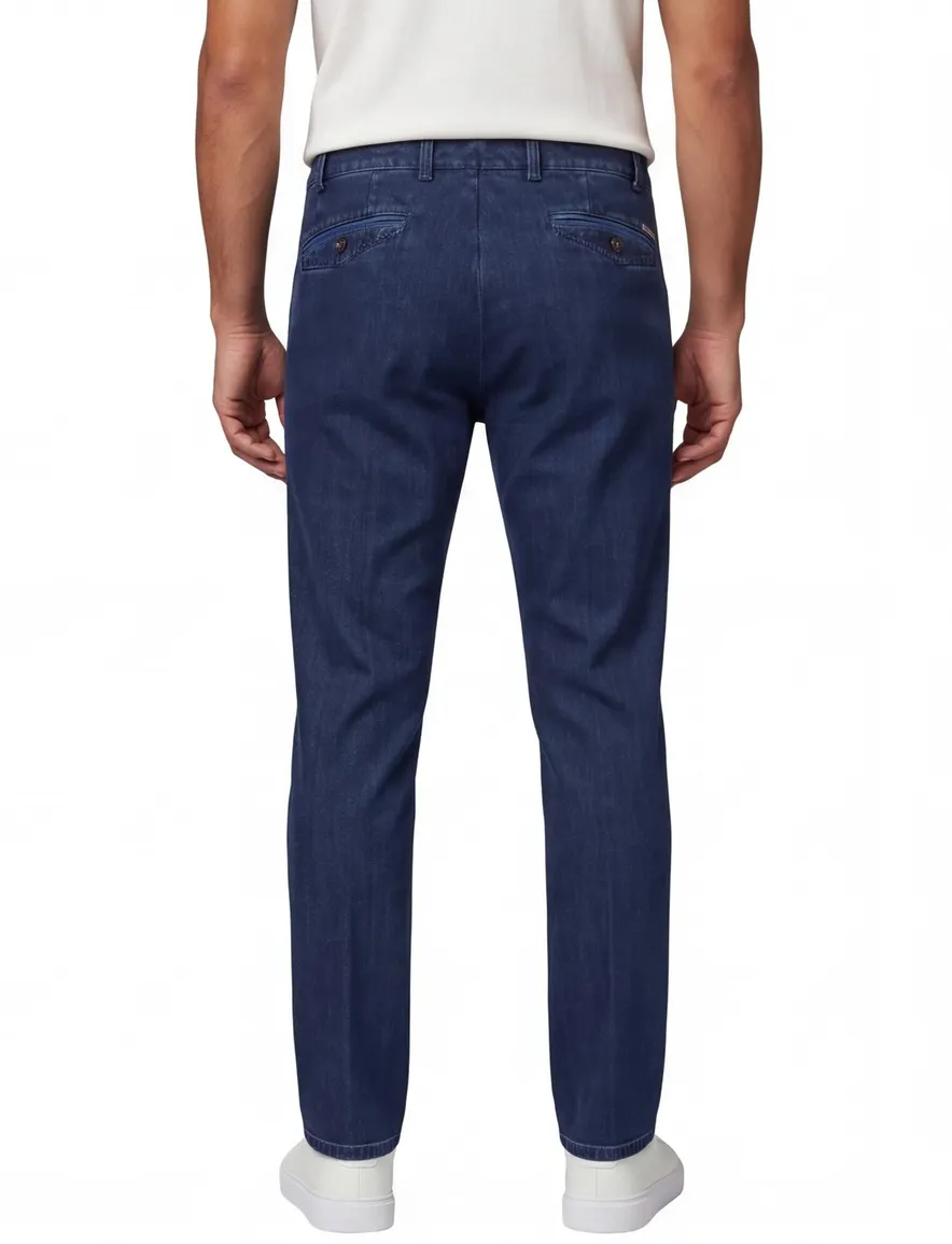 nette jeans Meyer blauw effen denim, katoen Chicago