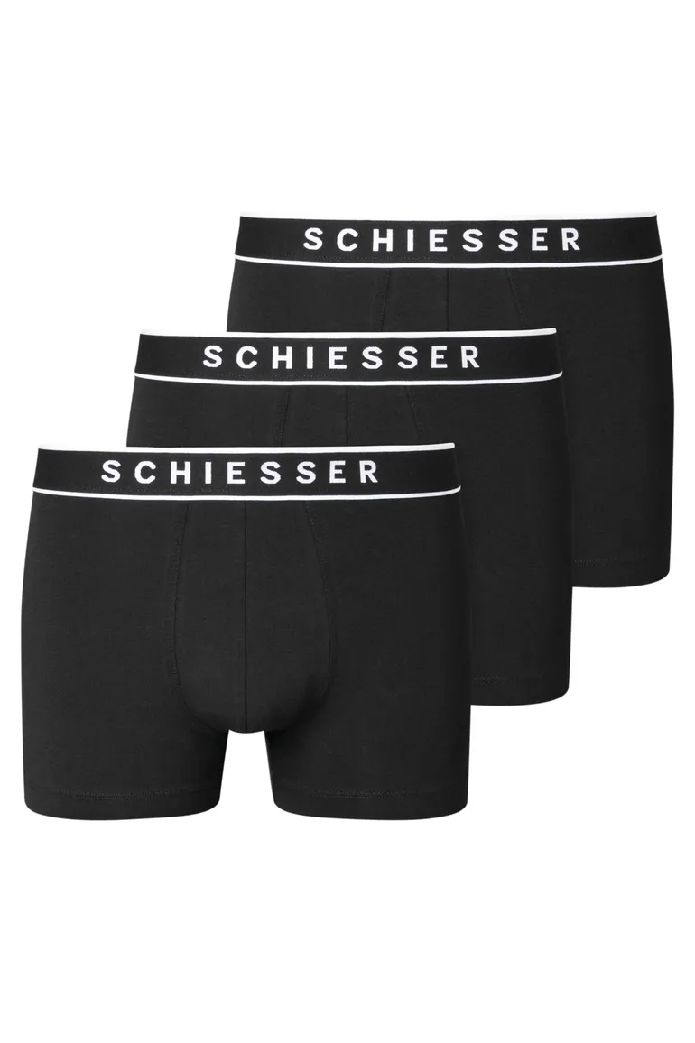 Schiesser boxershorts 95/5 zwart 3-pack katoen