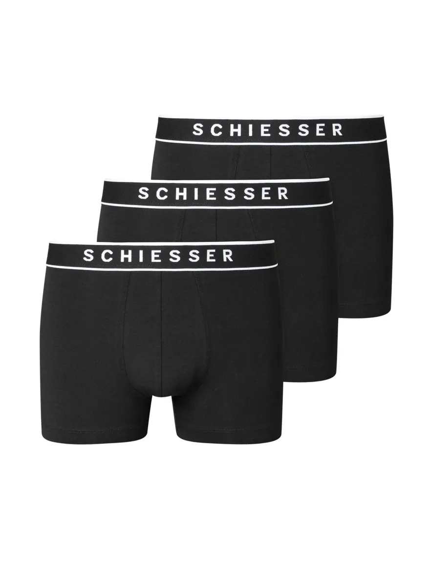 Schiesser boxershorts 95/5 zwart 3-pack katoen