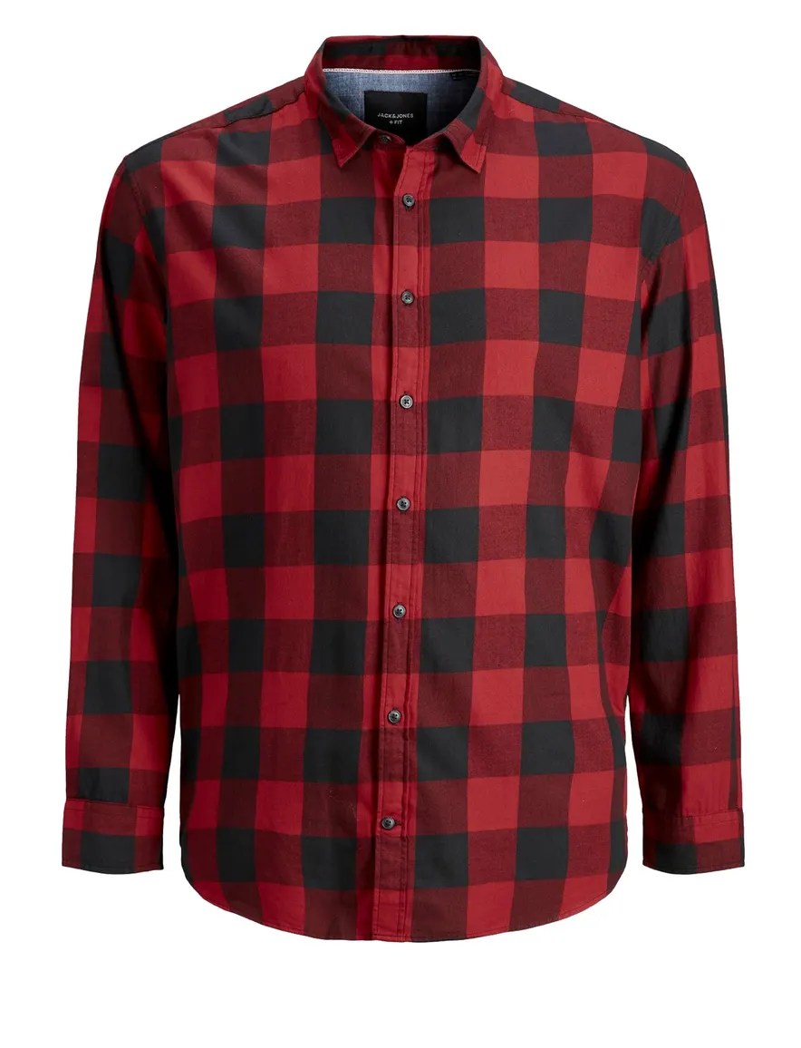 Jack & Jones casual overhemd Plus Size wijde fit rood geruit katoen