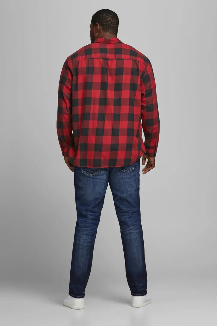 Jack & Jones casual overhemd Plus Size rood geruit katoen wijde fit