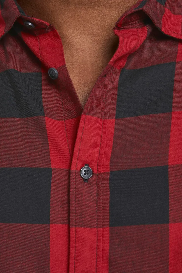 Jack & Jones casual overhemd Plus Size rood geruit katoen wijde fit