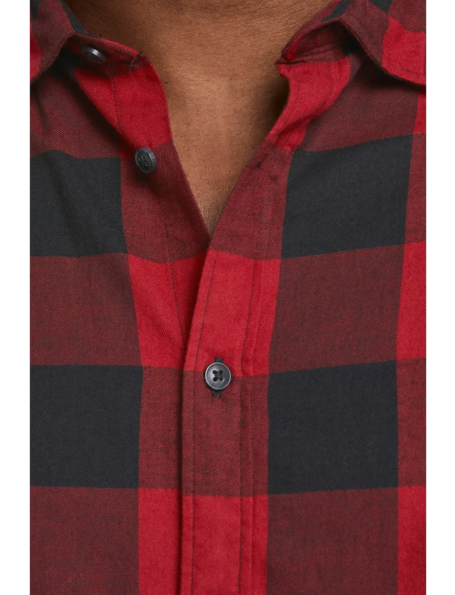 Jack & Jones casual overhemd Plus Size wijde fit rood geruit katoen