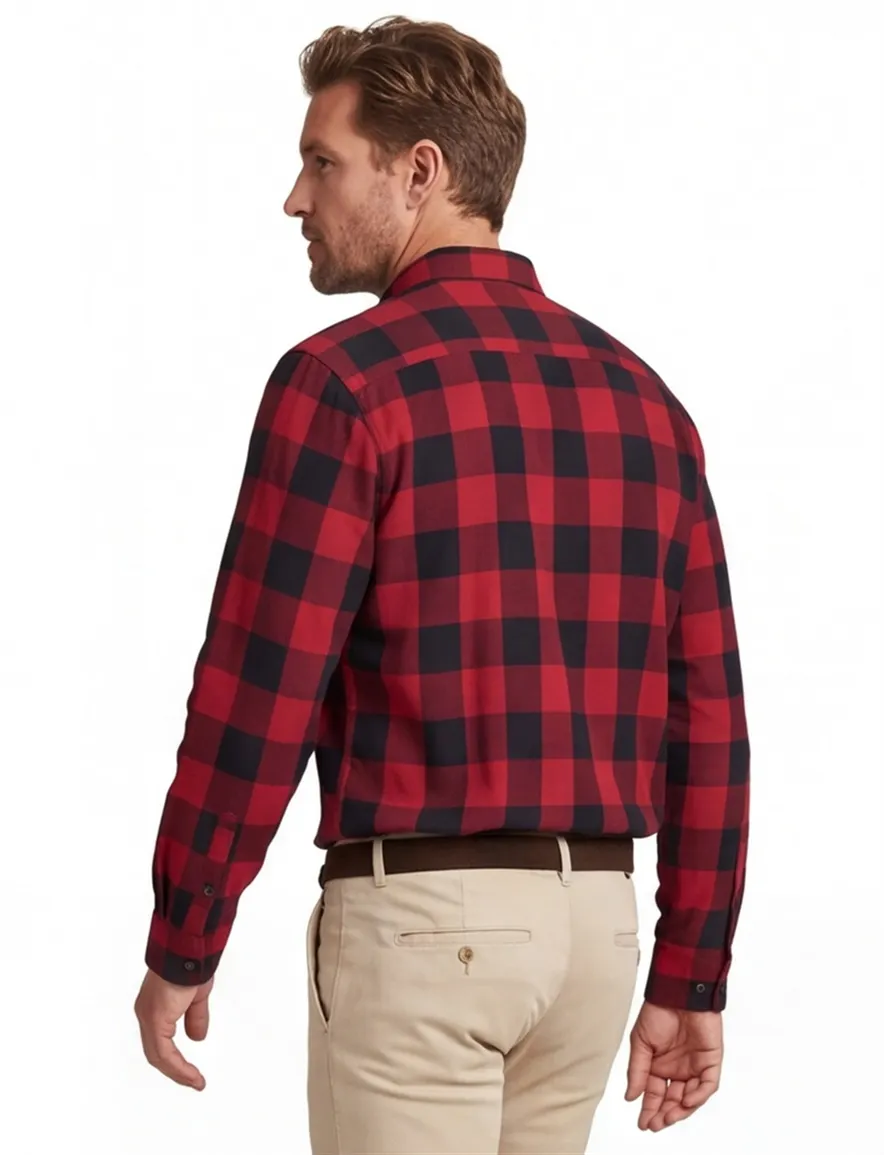 casual overhemd Jack & Jones Plus Size rood geruit katoen wijde fit