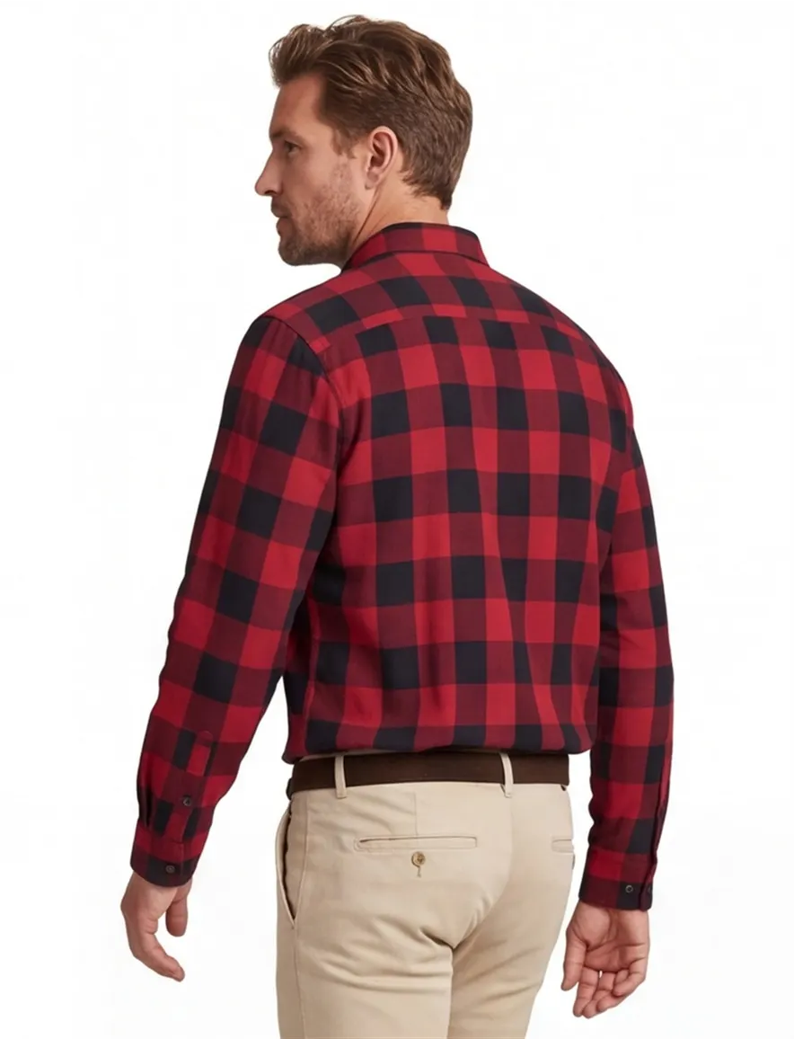 Jack & Jones casual overhemd Plus Size wijde fit rood geruit katoen