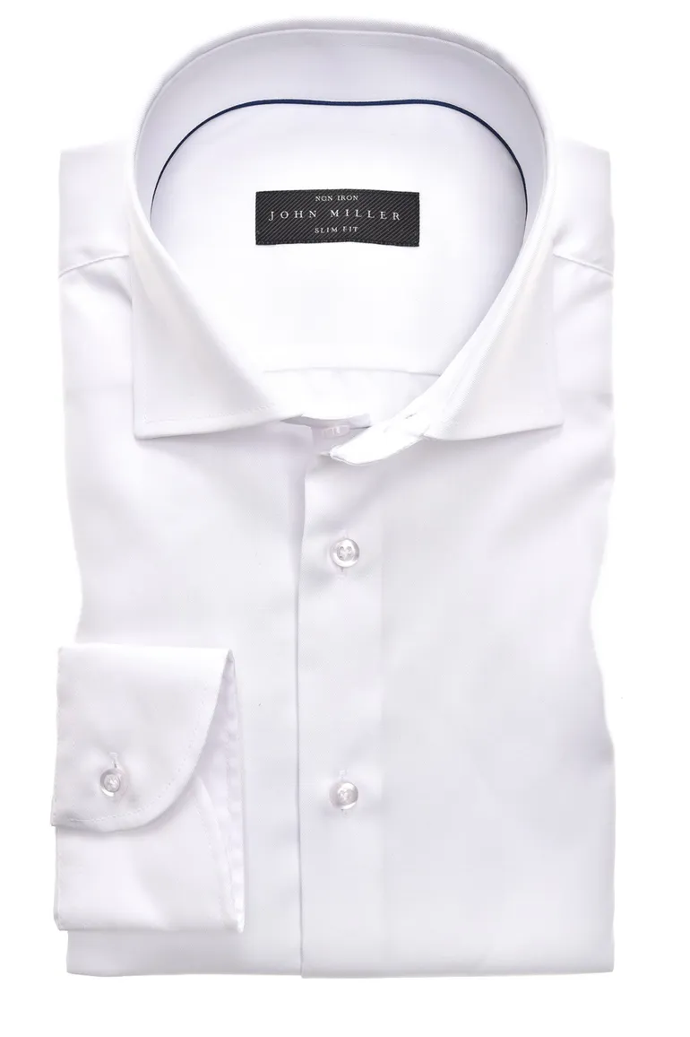 John Miller overhemd Slim Fit strijkvrij wit