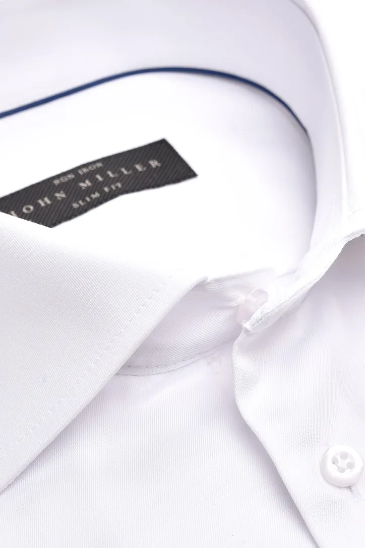 Overhemd John Miller strijkvrij wit Slim Fit