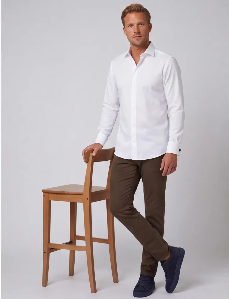 Overhemd John Miller non iron wit Tailored Fit