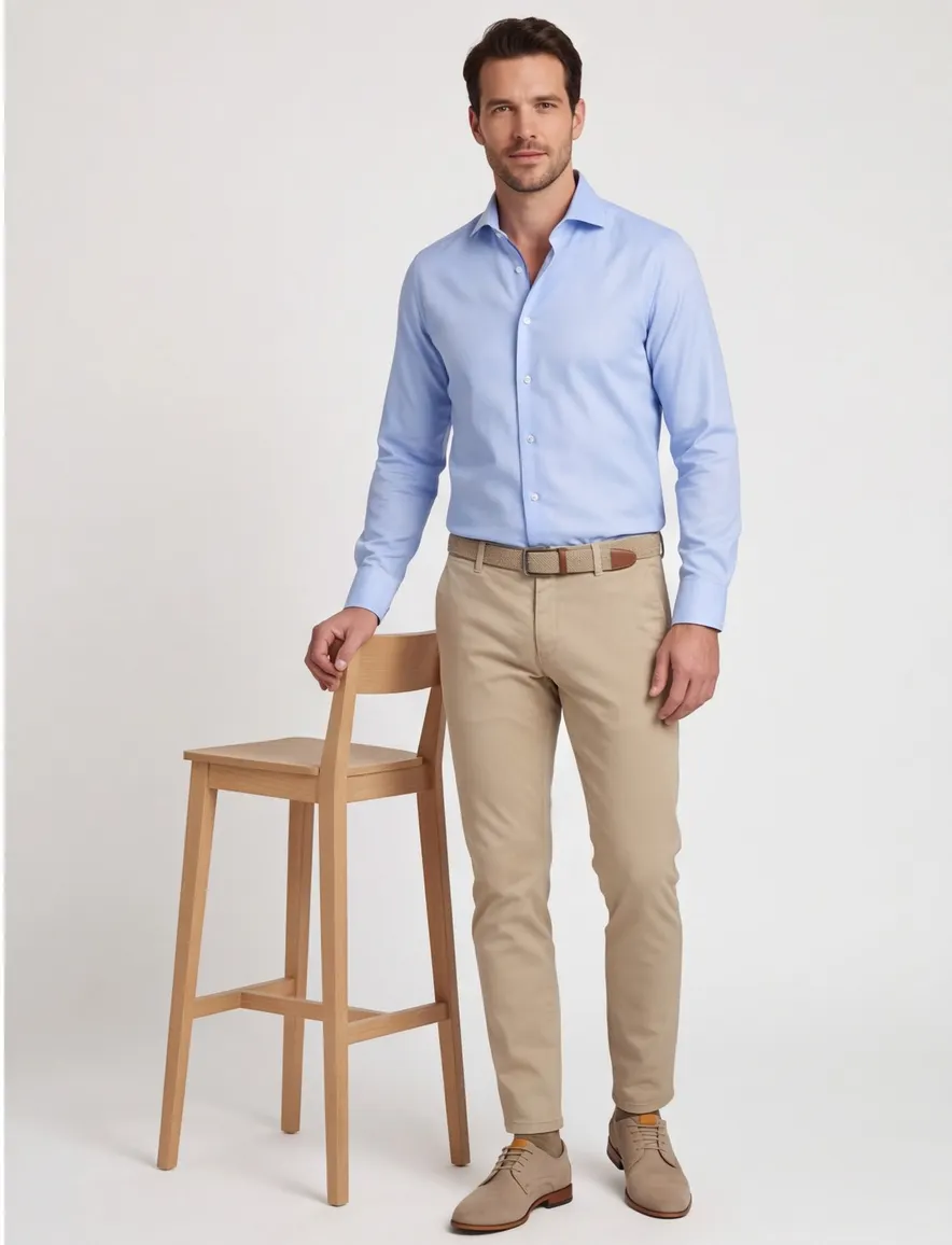 John Miller lichtblauw Tailored fit