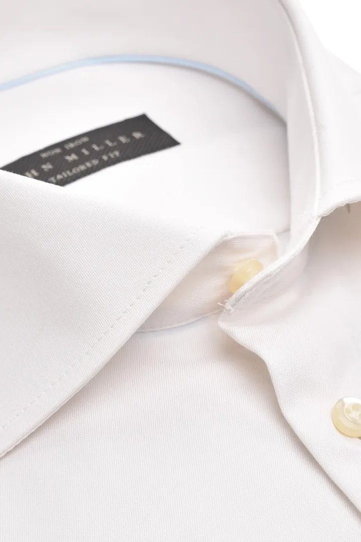 John Miller Tailored Fit overhemd zakkelijk effen wit katoen