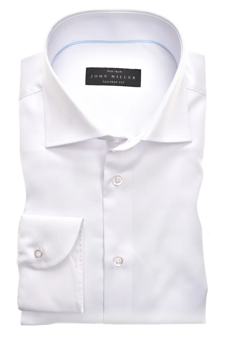 John Miller overhemd mouwlengte 7 tailored fit wit effen katoen