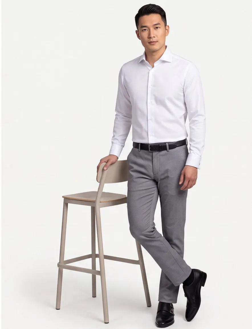 John Miller mouwlengte 7 overhemd spierwit Tailored Fit