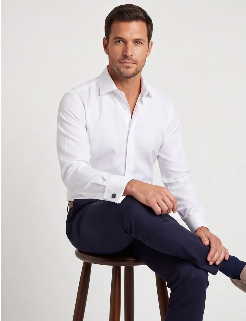 John Miller business overhemd Tailored Fit normale fit wit effen katoen
