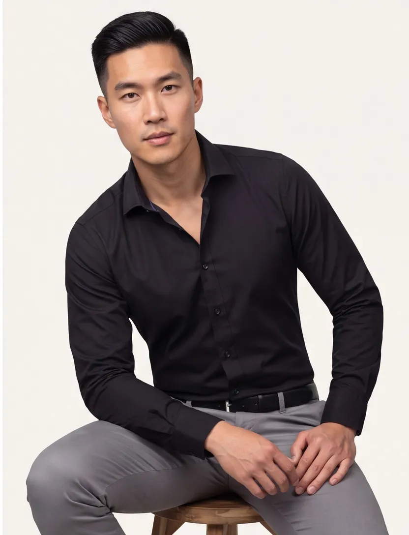 Stretch overhemd John Miller slim fit zwart effen