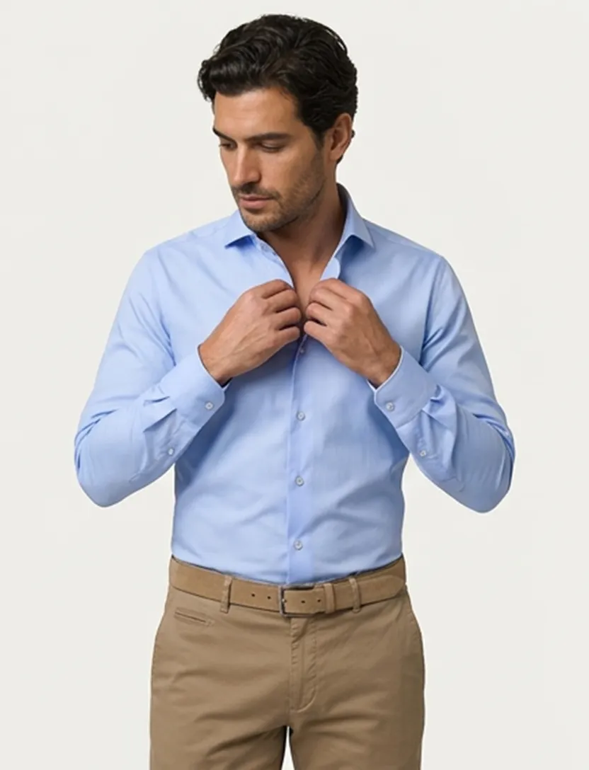 Ledub overhemd blauw Modern Fit stretch