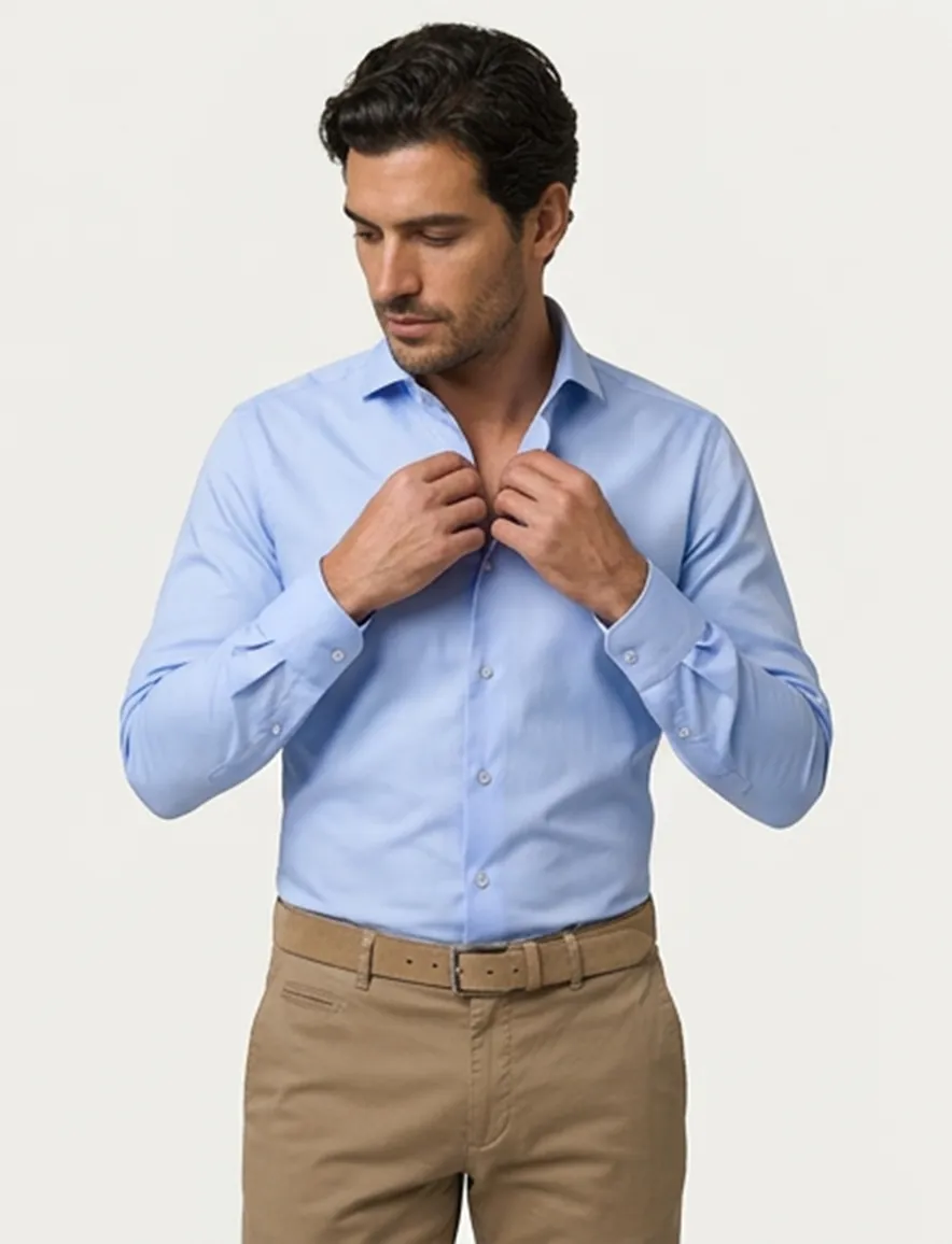 Stretch overhemd Ledub blauw Modern Fit