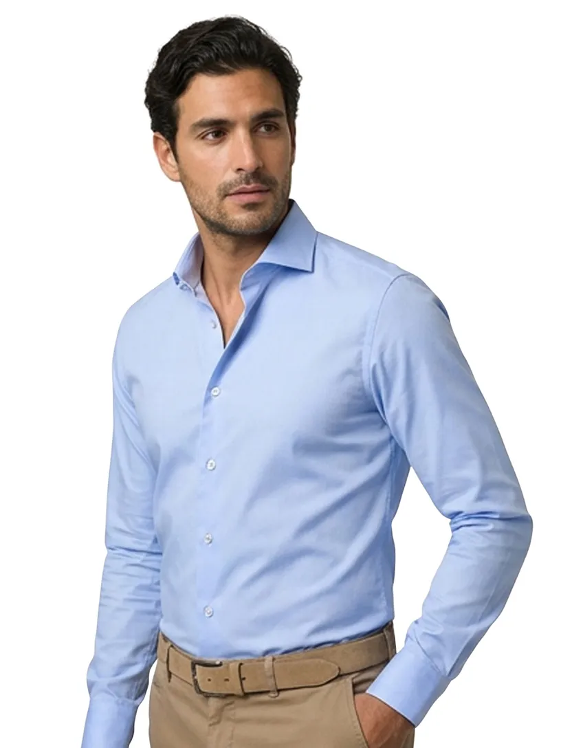 Ledub overhemd blauw Modern Fit stretch
