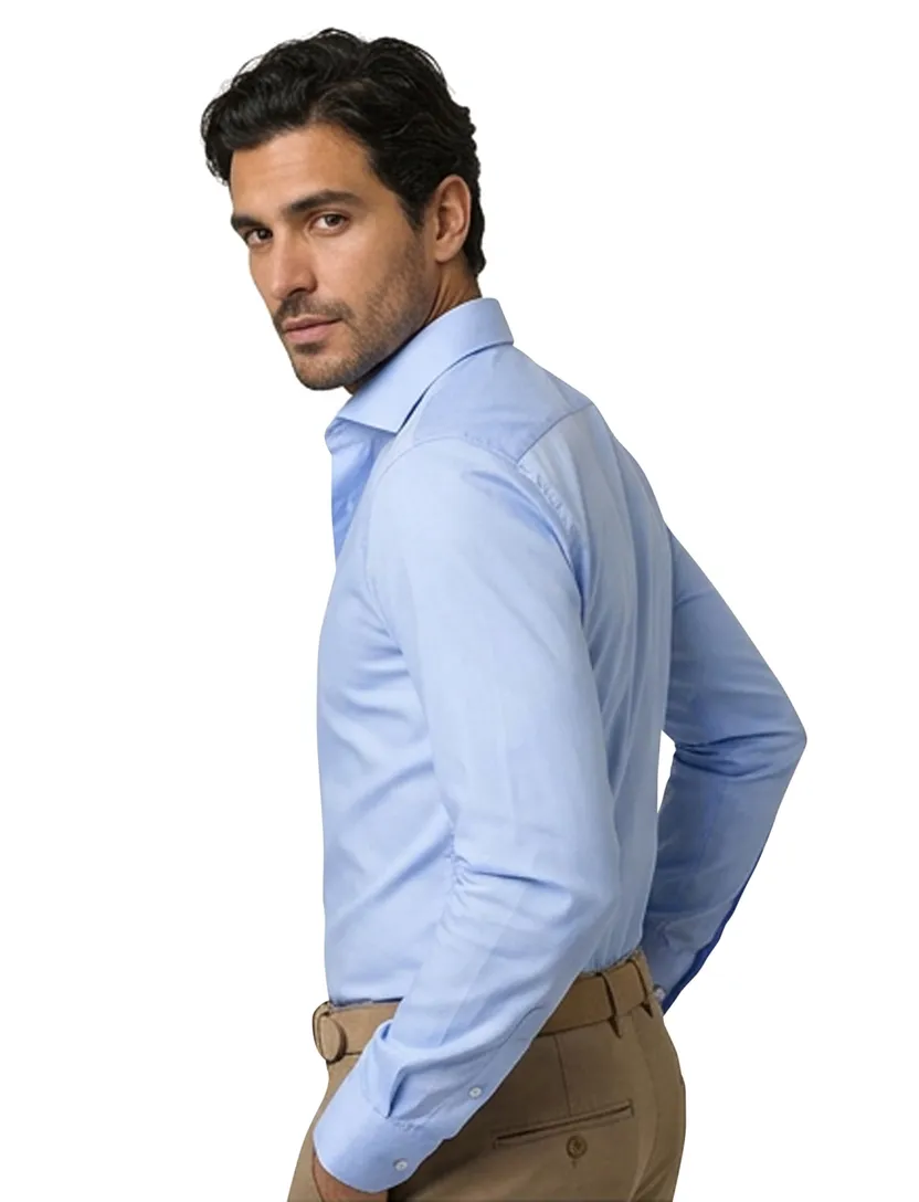 Ledub overhemd blauw Modern Fit stretch