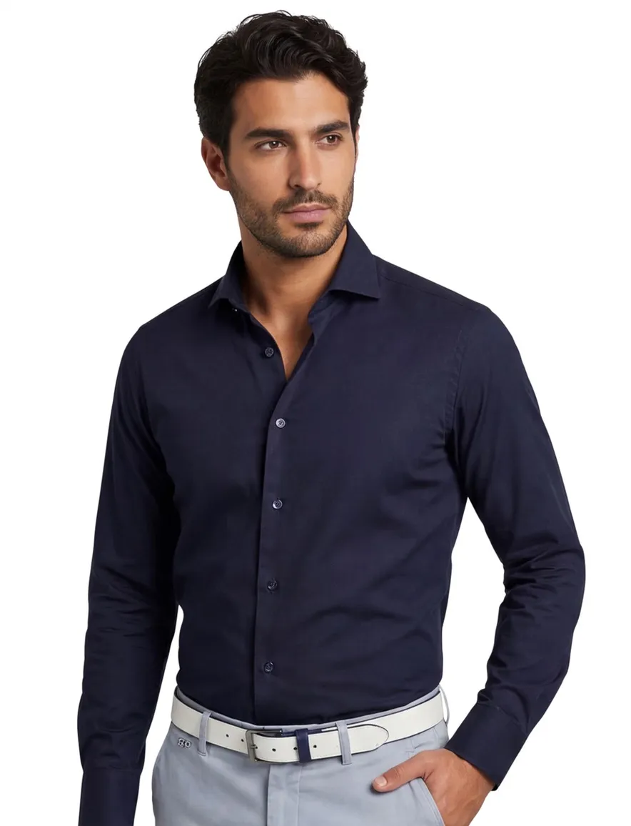 Overhemd Ledub Stretch Modern Fit navy