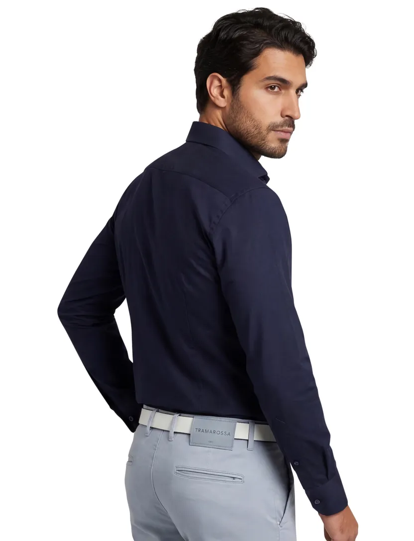 Donkerblauw Ledub overhemd Moern Fit stretch