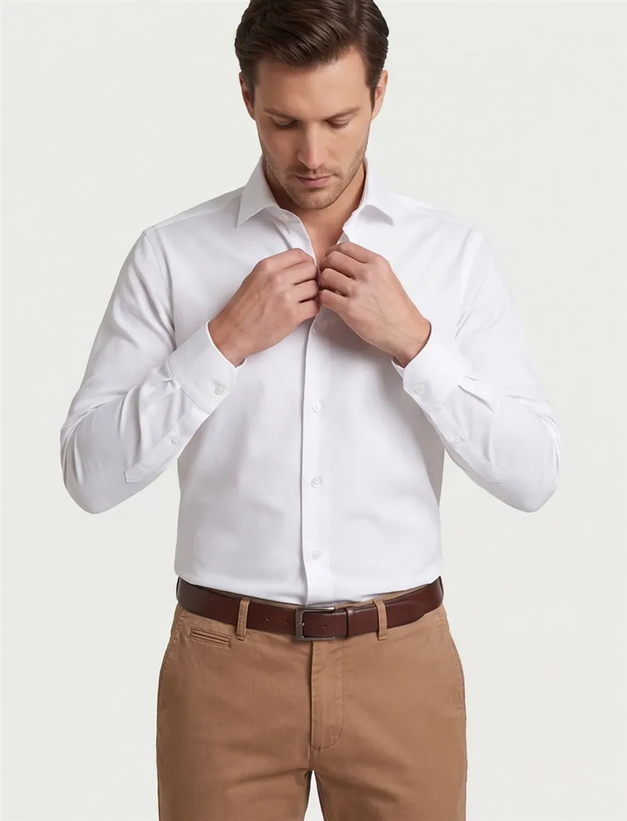 Overhemd Ledub wit stretch Modern Fit