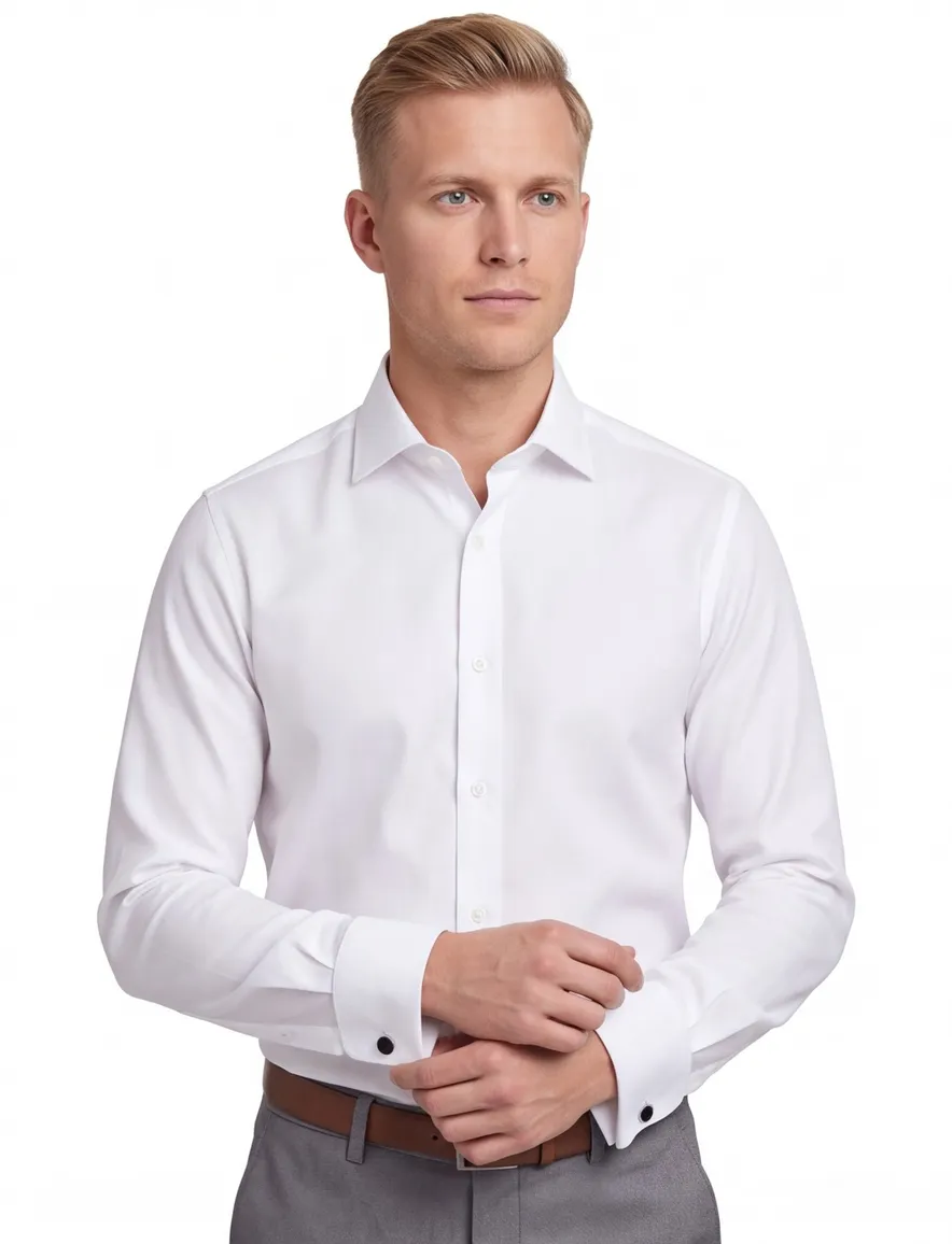 Overhemd Ledub dubbele manchet Slim Fit
